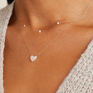 Like New Gorjana Diamond Pavé Heart Necklace